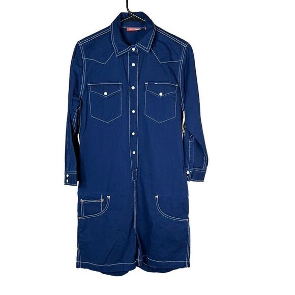 Denimist Dark‎ Wash Button Down Cowboy Romper Size Medium NWT - Picture 1 of 13